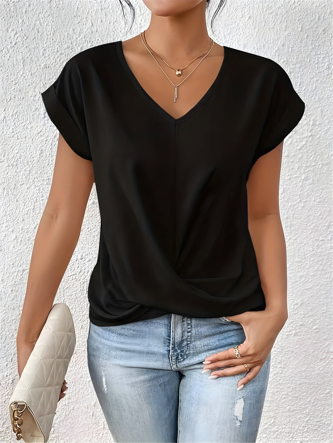 Maia – Classic Twist Detail V-Neck Top