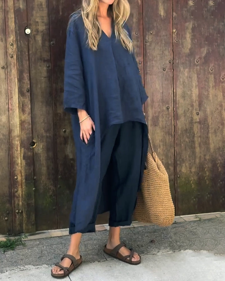 Elegant Navy Two-Piece Set for Effortless Style