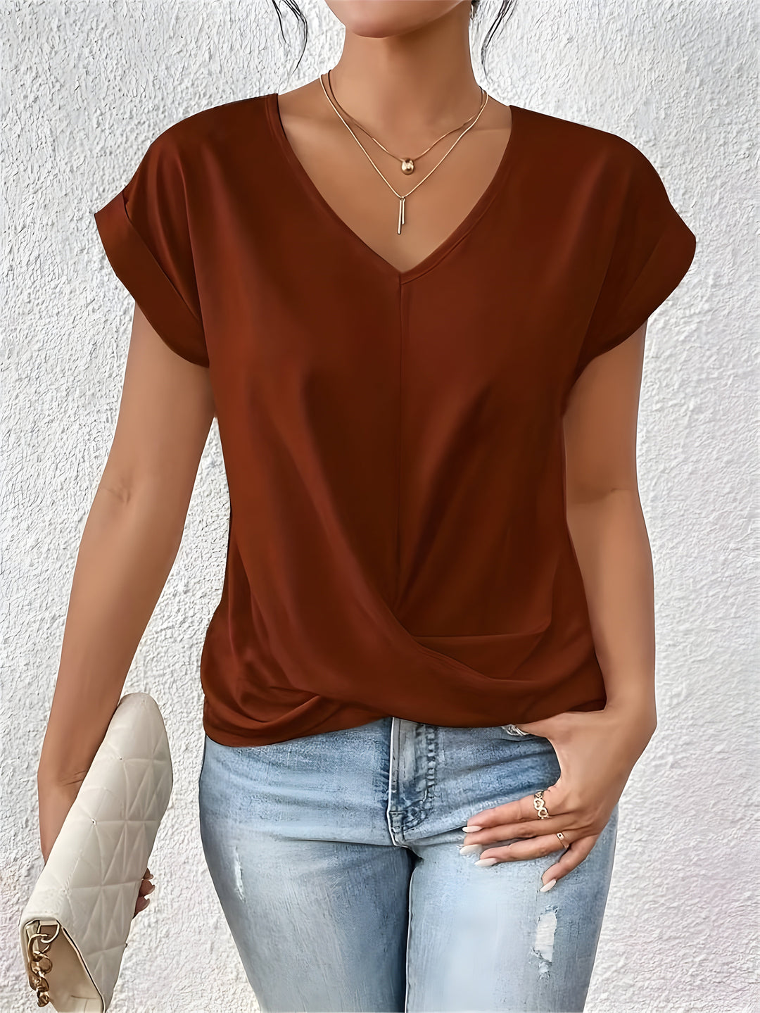 Maia – Classic Twist Detail V-Neck Top