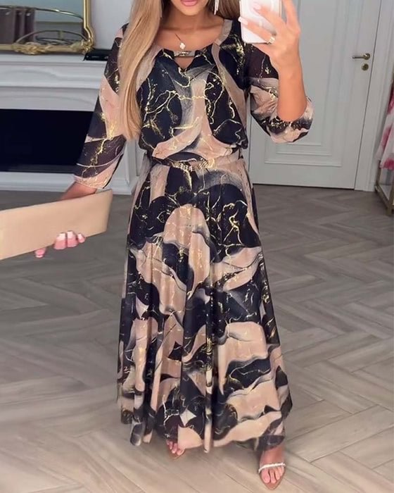Printed Maxi Dress Lightweight Flowing Silhouette
