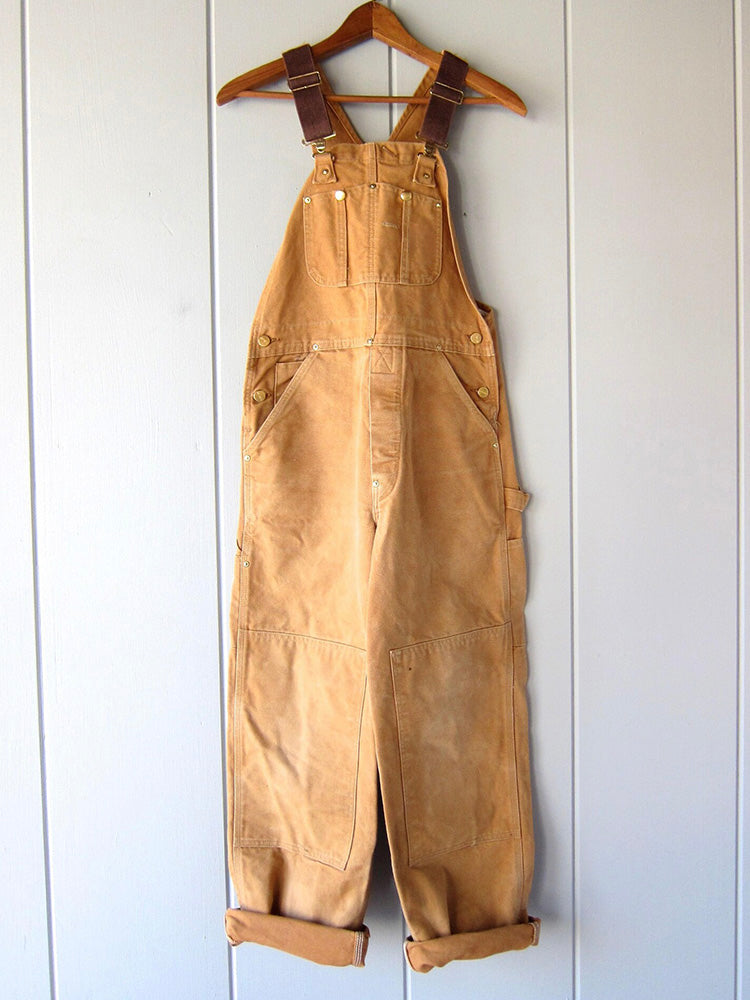 Relaxed Fit Cotton Overalls Utility Style Brown