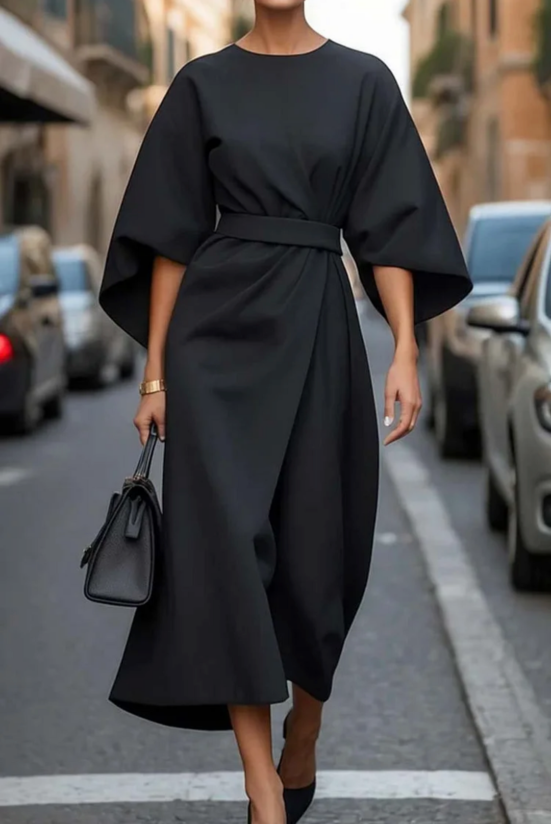 Clara | Women’s Winter Lantern Sleeve Midi Dress