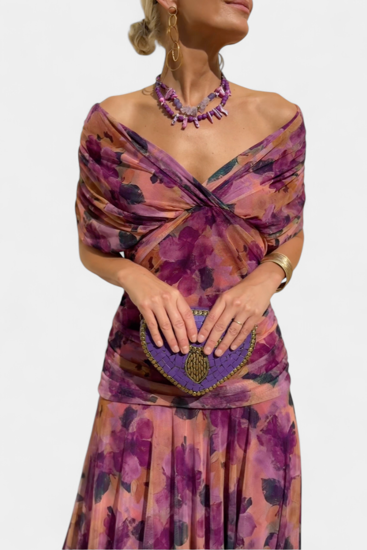 Elegant V Neck Sheer Sleeve Dress