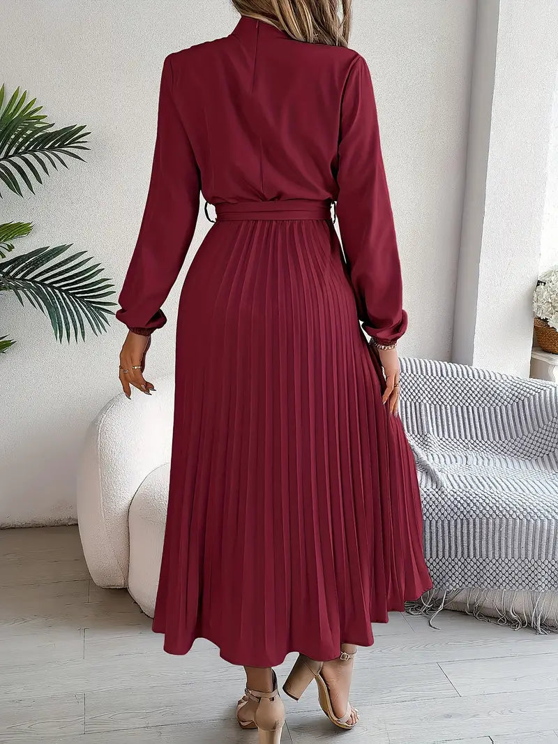 Jasmine | Women’s Long Sleeve Pleated Belted Dress