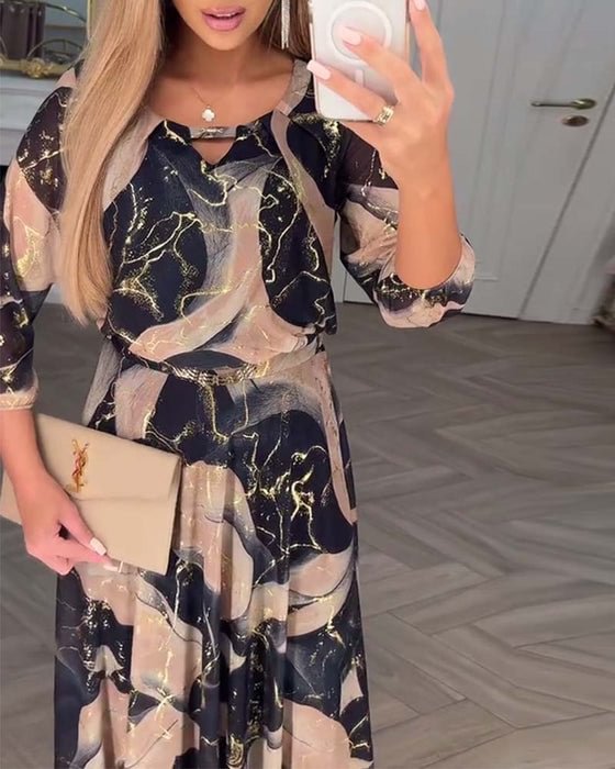 Printed Maxi Dress Lightweight Flowing Silhouette