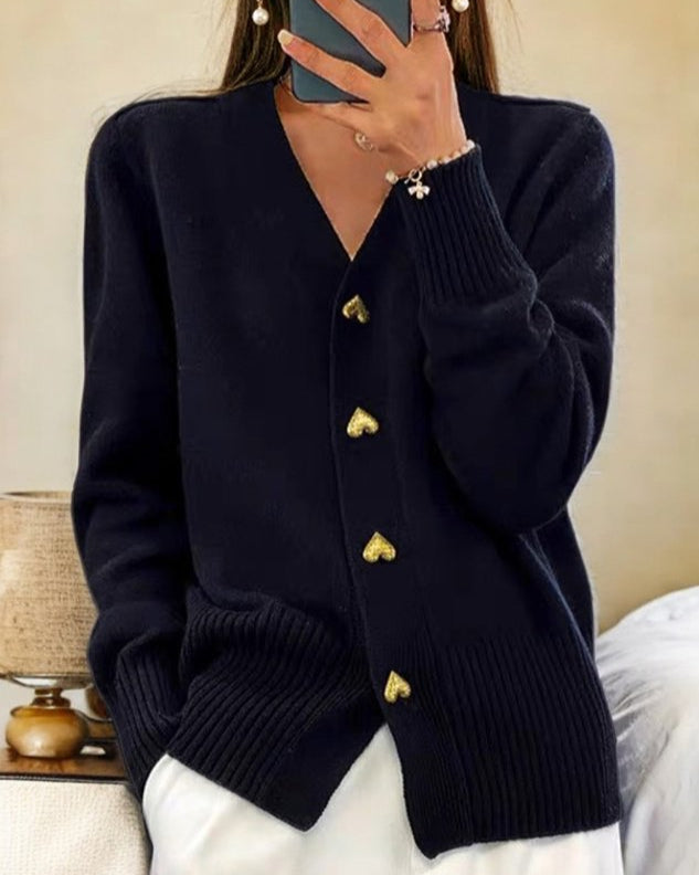 JOLIE™ – Heart Button Knit Cardigan
