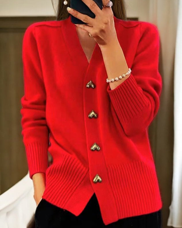 JOLIE™ – Heart Button Knit Cardigan